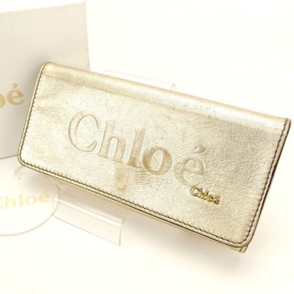 Chloe Wallet Purse Long Wallet Gold Woman Authentic Used - Picture 1 of 5